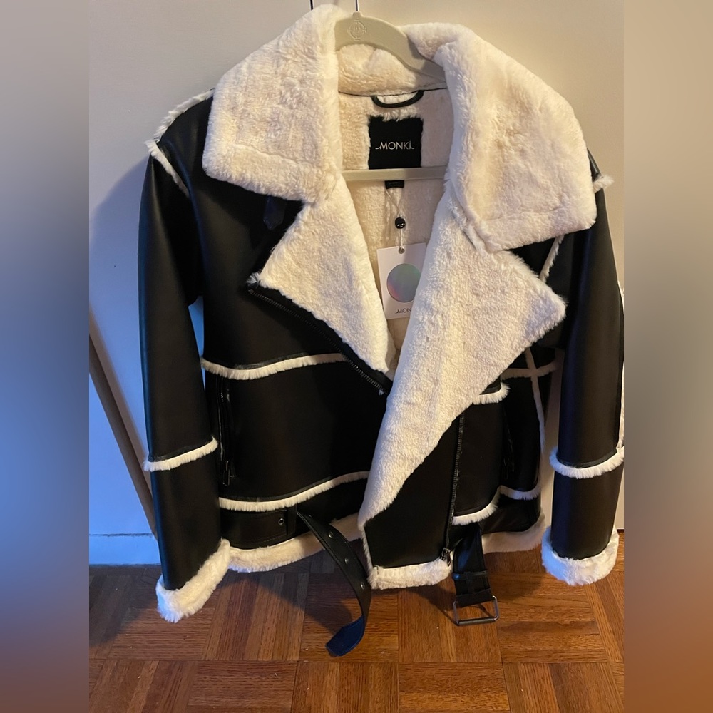 MONKI FAUX LEATHER JACKET new with tags size XS - Picture 8 of 13